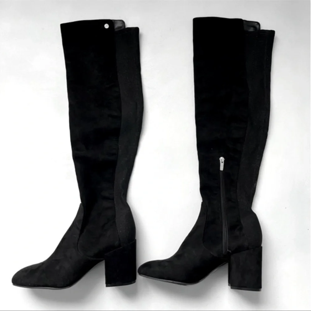 Marc Fisher Ramata Boot. Black suede with sparkle back. Over the knee boot